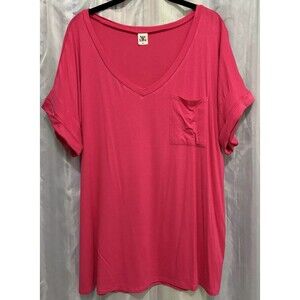 Sew In Love V-Neck Tee, Shirt, Blouse, 2X, Pink, Boutique Women’s Clothing, New